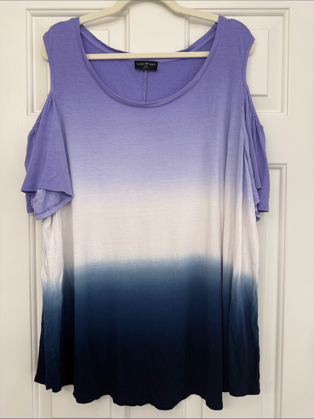 Lane Bryant Lavender to Navy Ombre Cold-Shoulder Tunic